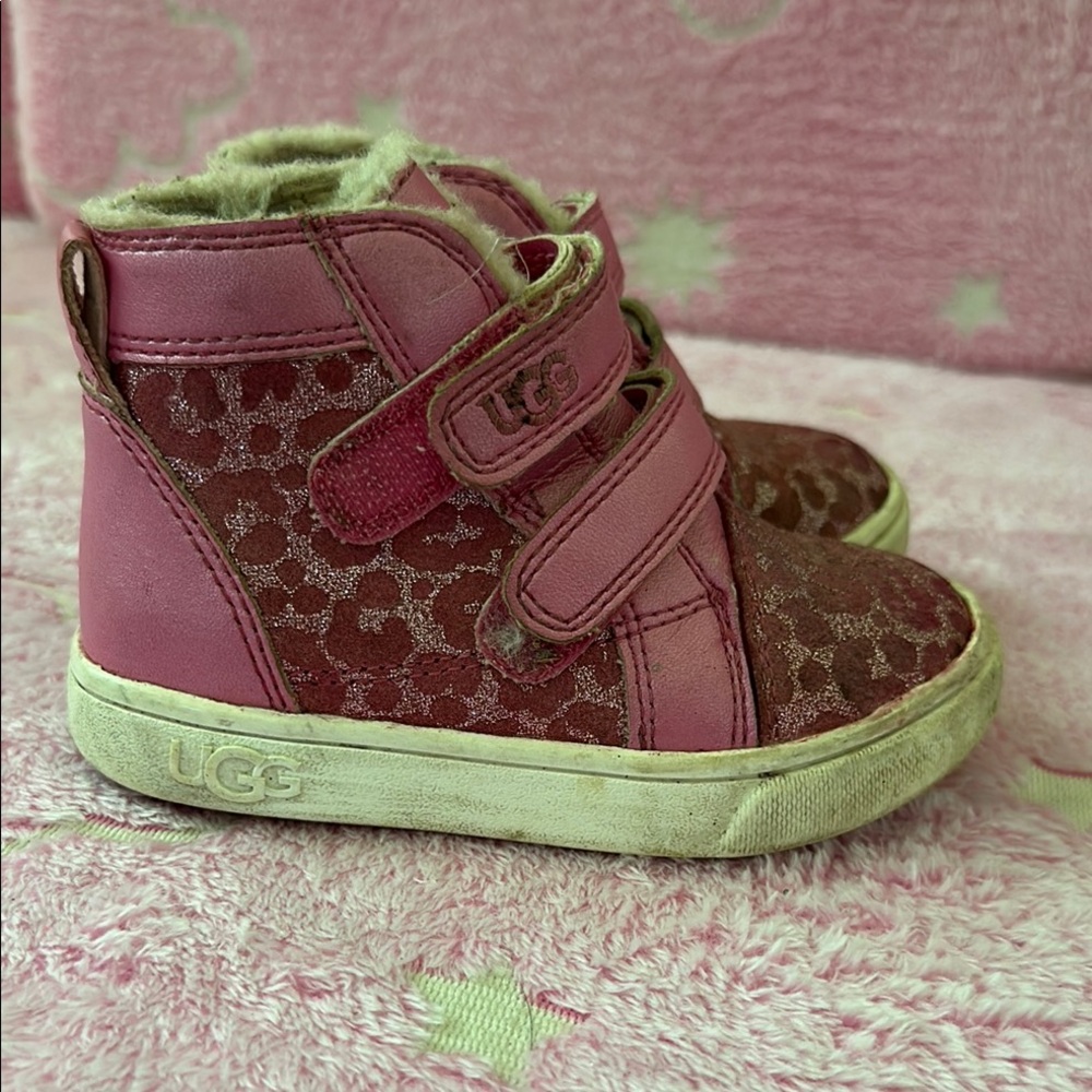 UGG Pink Leopard High Top Tennis Shoes Cozy and Stylish toddler 7